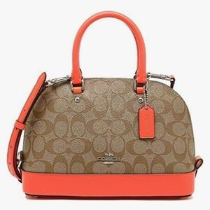 Coach F58295 Sierra Satchel in Signature Coated Canvas Khaki / Orange